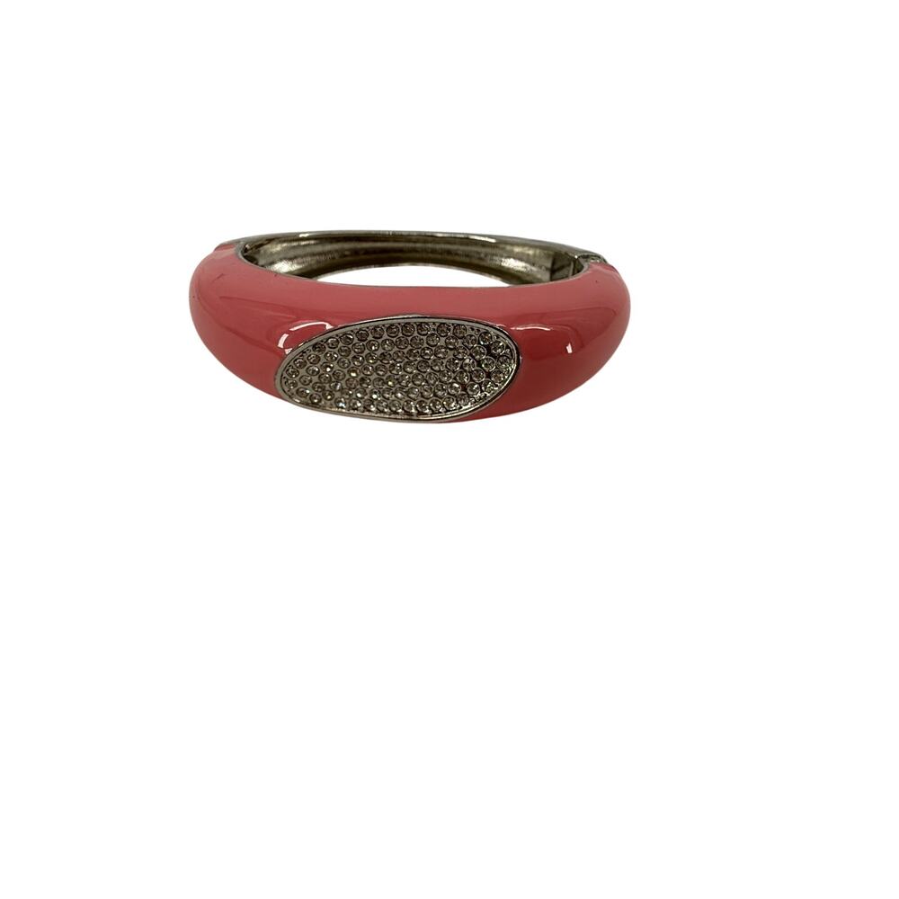 Bubblegum Pink Rhinestone Hinged Bangle Bracelet Y2K Glam Jewelry